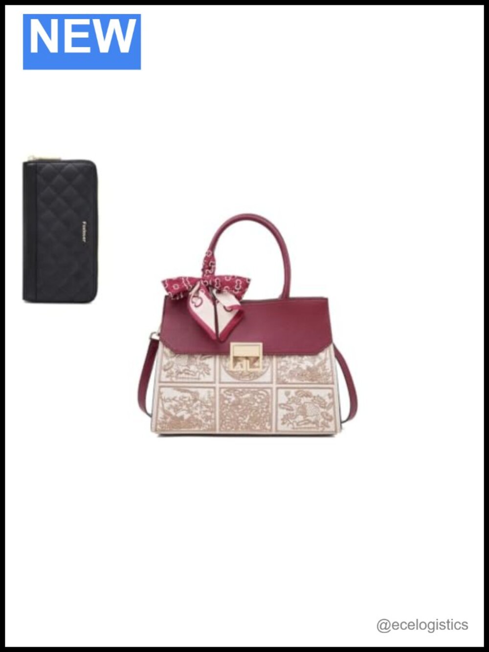 Quilted Tote Bag & Wallet Set for Women
